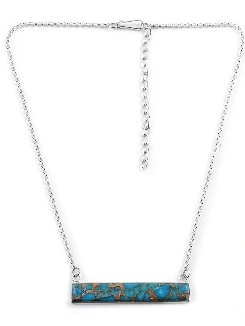 Santa Fe Style Mojave Turquoise Bar Necklace and Earrings Set - 56.90g 5.59 ctw